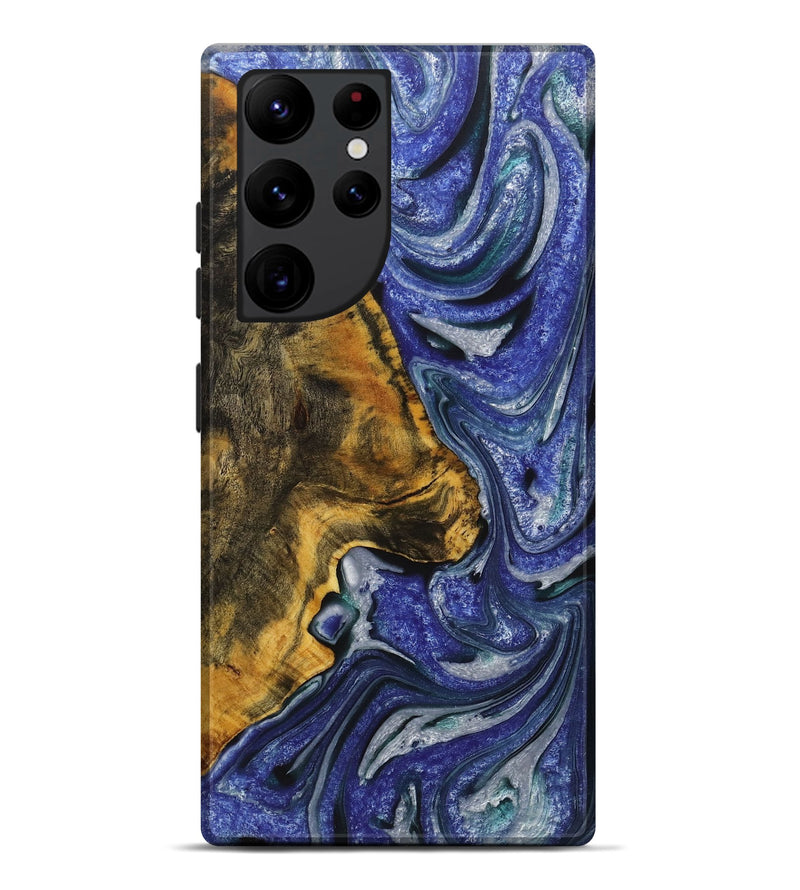 Galaxy S22 Ultra Wood+Resin Live Edge Phone Case - Muhammad (Blue, 721079)