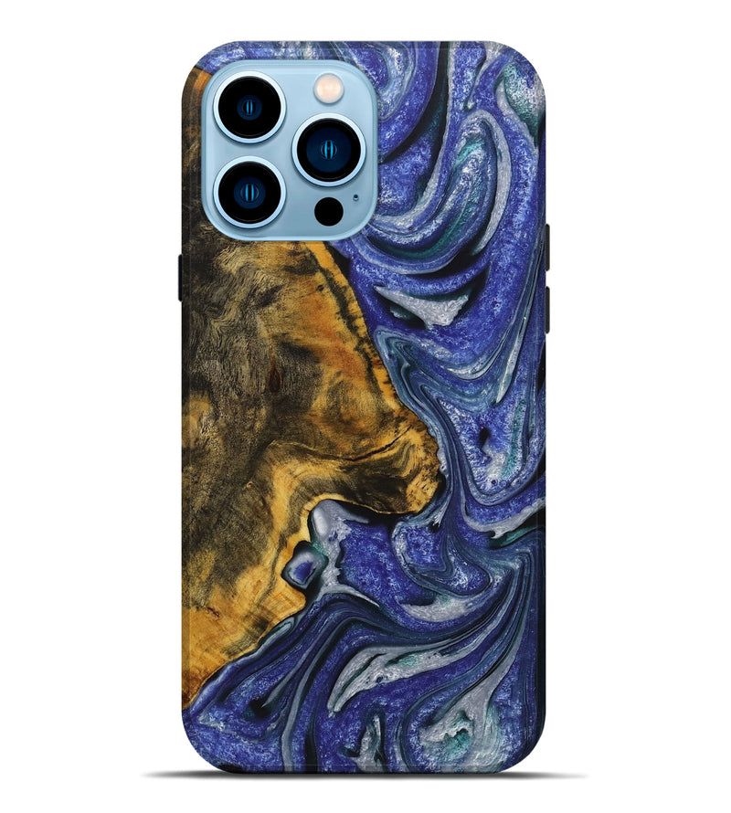 iPhone 14 Pro Max Wood+Resin Live Edge Phone Case - Muhammad (Blue, 721079)