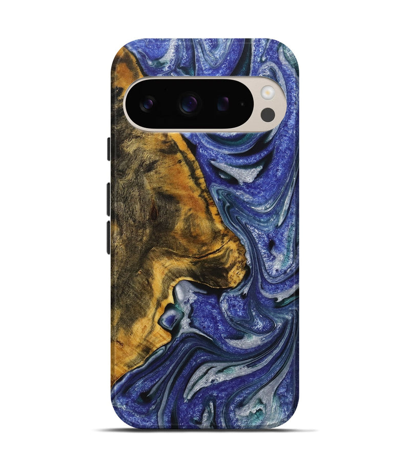 Pixel 9 Wood+Resin Live Edge Phone Case - Muhammad (Blue, 721079)