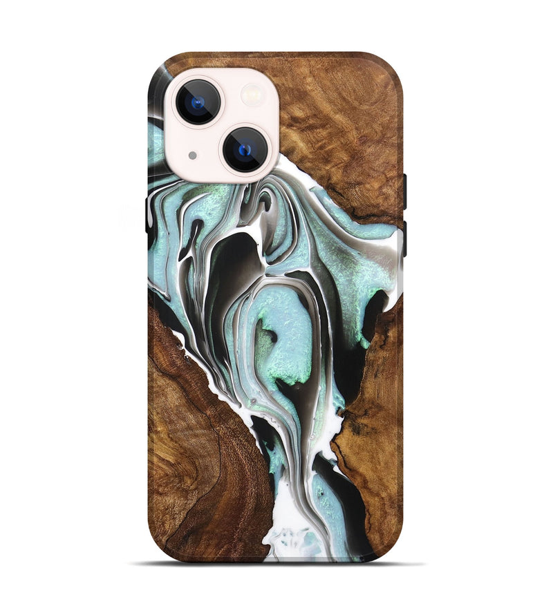 iPhone 14 Wood+Resin Live Edge Phone Case - Joe (Black & White, 721103)