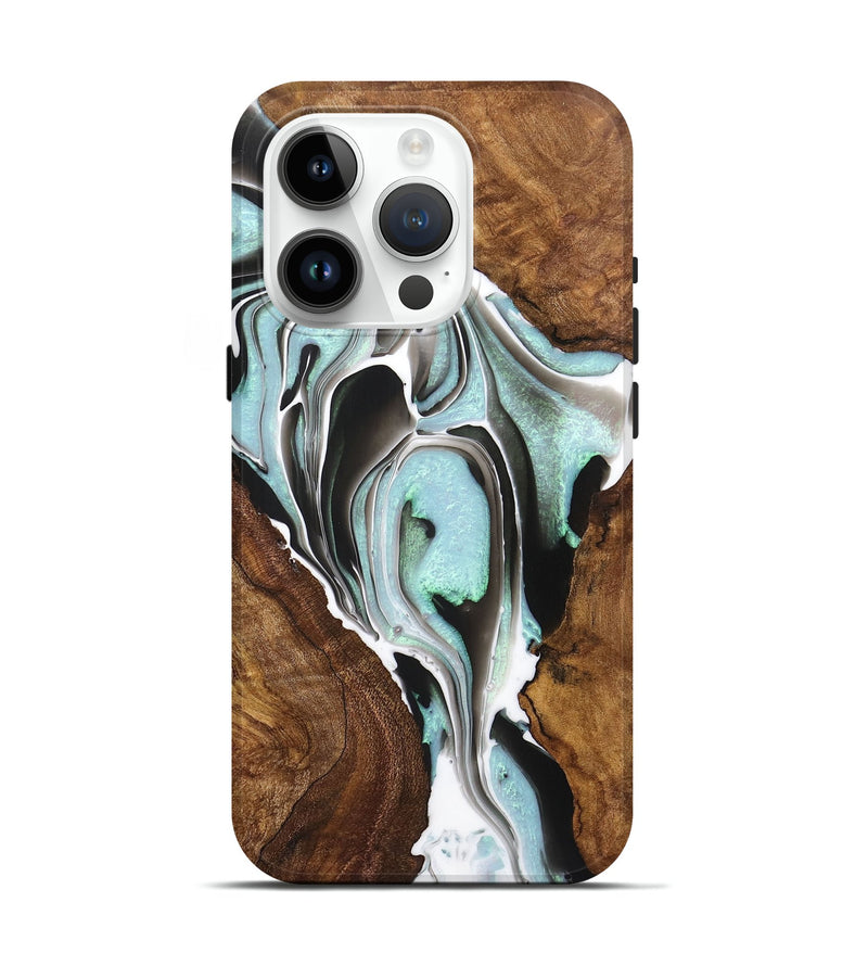 iPhone 15 Pro Wood+Resin Live Edge Phone Case - Joe (Black & White, 721103)