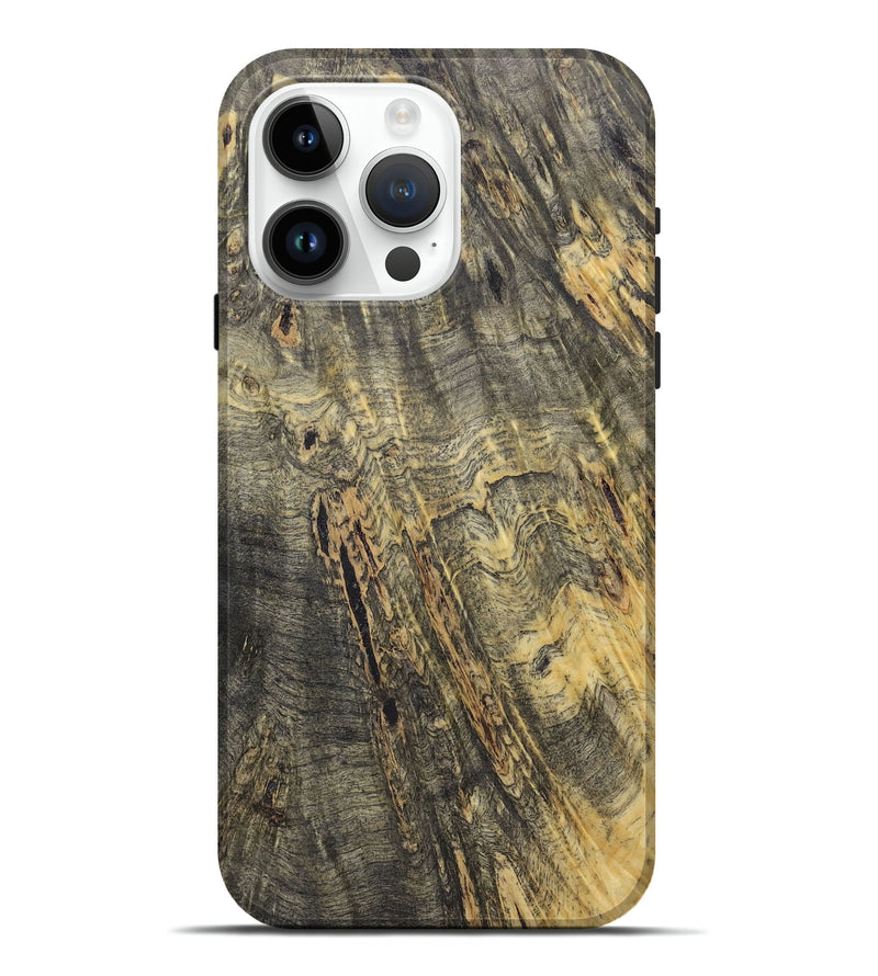 iPhone 15 Pro Max Wood+Resin Live Edge Phone Case - Lewis (Wood Burl, 721111)