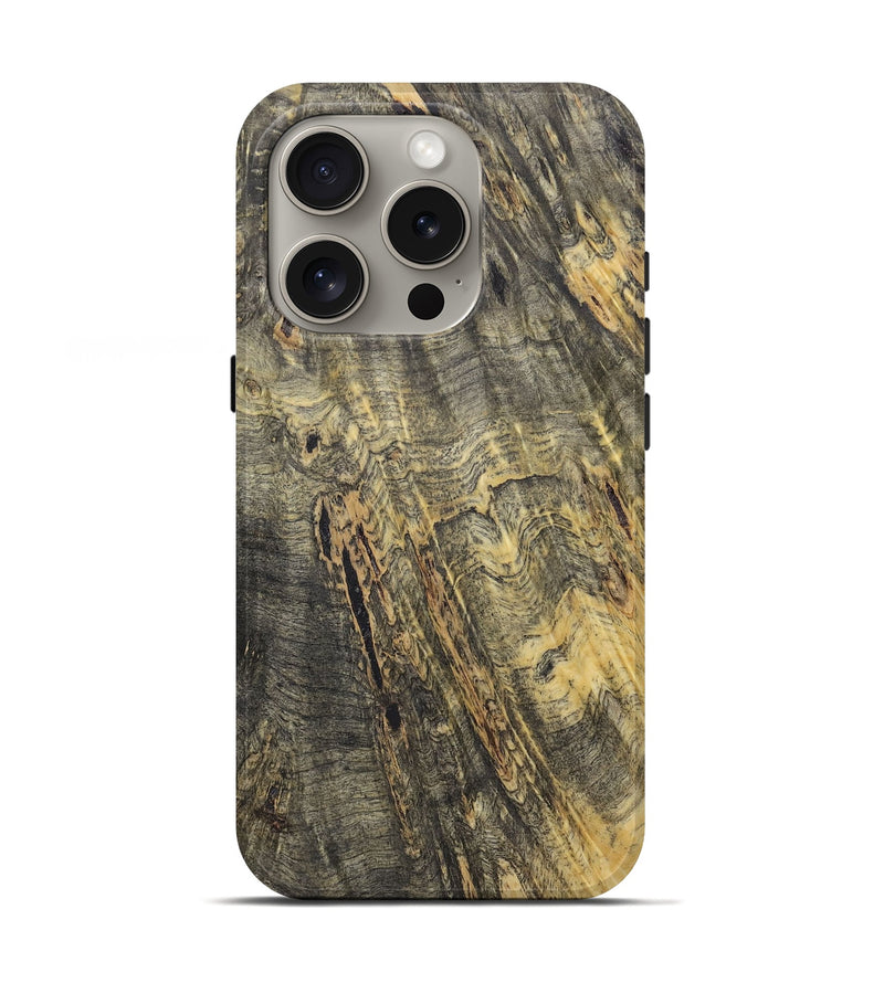 iPhone 16 Pro Wood+Resin Live Edge Phone Case - Lewis (Wood Burl, 721111)