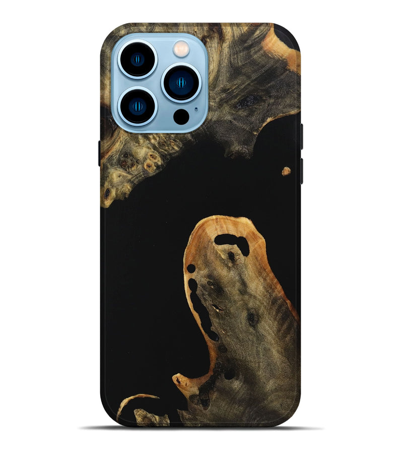 iPhone 14 Pro Max Wood+Resin Live Edge Phone Case - Saylor (Pure Black, 721120)