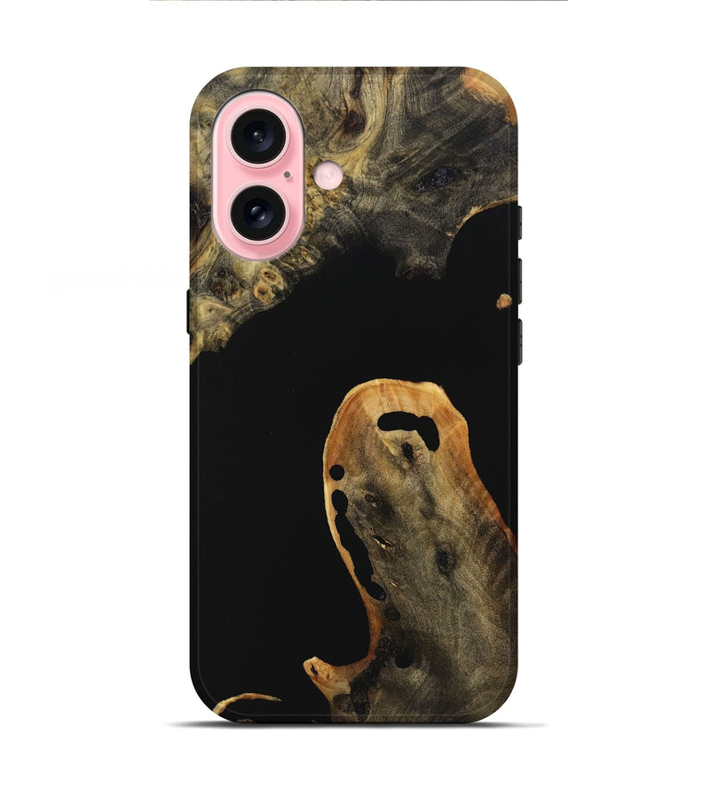 iPhone 16 Wood+Resin Live Edge Phone Case - Saylor (Pure Black, 721120)