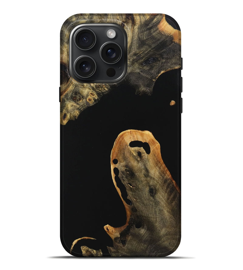 iPhone 16 Pro Max Wood+Resin Live Edge Phone Case - Saylor (Pure Black, 721120)