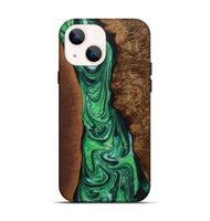 iPhone 14 Wood+Resin Live Edge Phone Case - Eugene (Green, 721122)