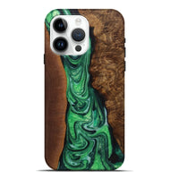 iPhone 15 Pro Max Wood+Resin Live Edge Phone Case - Eugene (Green, 721122)