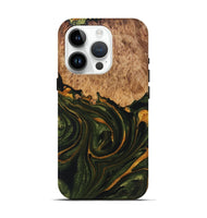 iPhone 15 Pro Wood+Resin Live Edge Phone Case - Derek (Green, 721123)