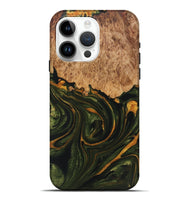 iPhone 15 Pro Max Wood+Resin Live Edge Phone Case - Derek (Green, 721123)