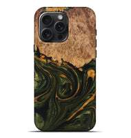 iPhone 16 Pro Max Wood+Resin Live Edge Phone Case - Derek (Green, 721123)