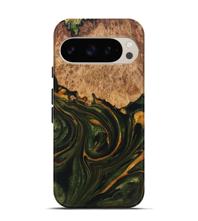 Pixel 9 Wood+Resin Live Edge Phone Case - Derek (Green, 721123)