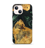 iPhone 14 Wood+Resin Live Edge Phone Case - Jimmie (Green, 721125)