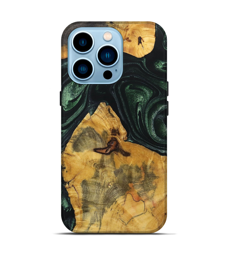 iPhone 14 Pro Wood+Resin Live Edge Phone Case - Jimmie (Green, 721125)