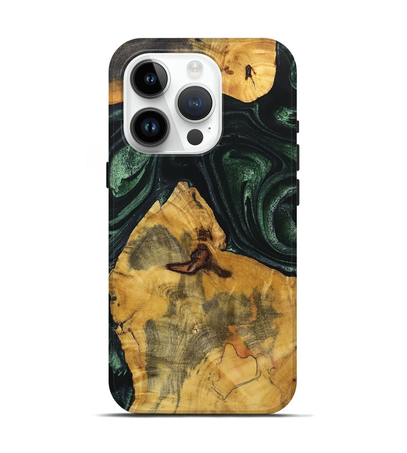 iPhone 15 Pro Wood+Resin Live Edge Phone Case - Jimmie (Green, 721125)