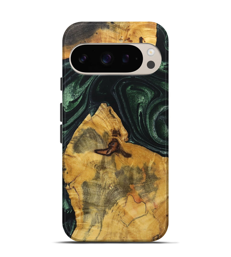 Pixel 9 Wood+Resin Live Edge Phone Case - Jimmie (Green, 721125)