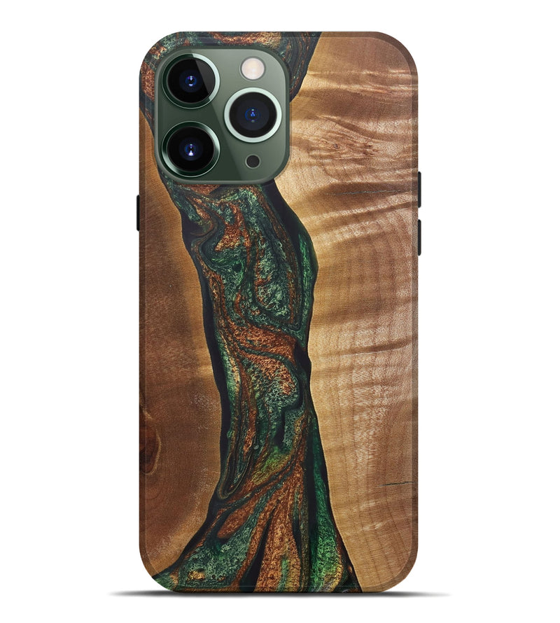 iPhone 13 Pro Max Wood+Resin Live Edge Phone Case - Kristen (Green, 721126)