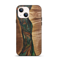 iPhone 14 Wood+Resin Live Edge Phone Case - Kristen (Green, 721126)