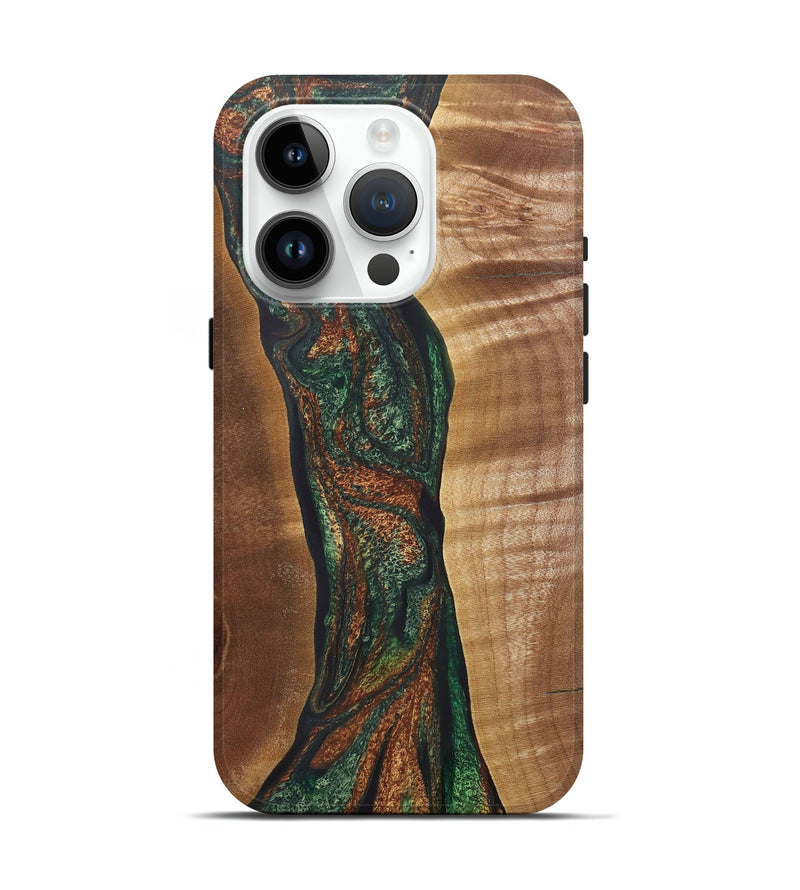 iPhone 15 Pro Wood+Resin Live Edge Phone Case - Kristen (Green, 721126)