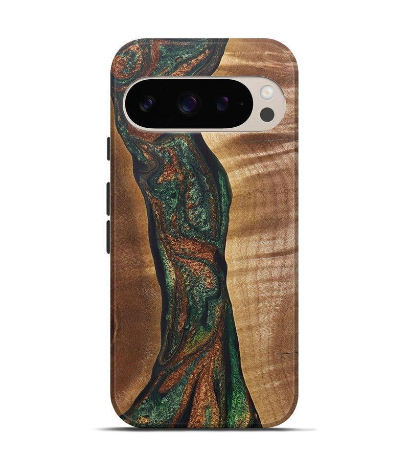 Pixel 9 Wood+Resin Live Edge Phone Case - Kristen (Green, 721126)