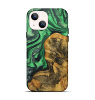 iPhone 14 Wood+Resin Live Edge Phone Case - Leland (Green, 721127)