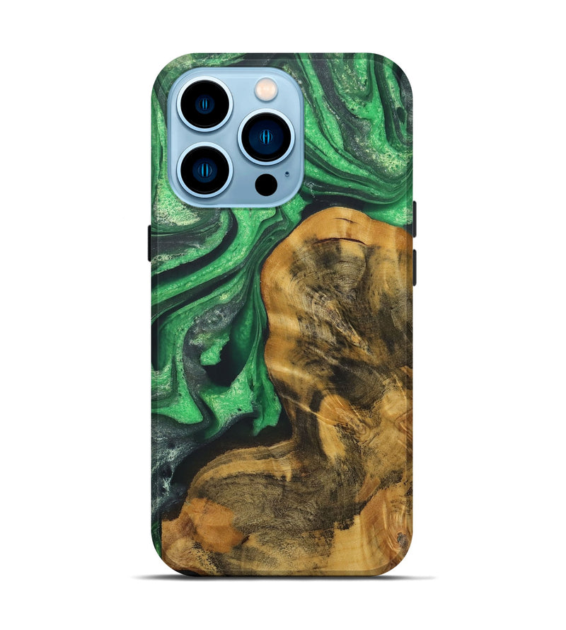 iPhone 14 Pro Wood+Resin Live Edge Phone Case - Leland (Green, 721127)