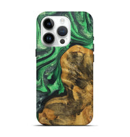 iPhone 15 Pro Wood+Resin Live Edge Phone Case - Leland (Green, 721127)