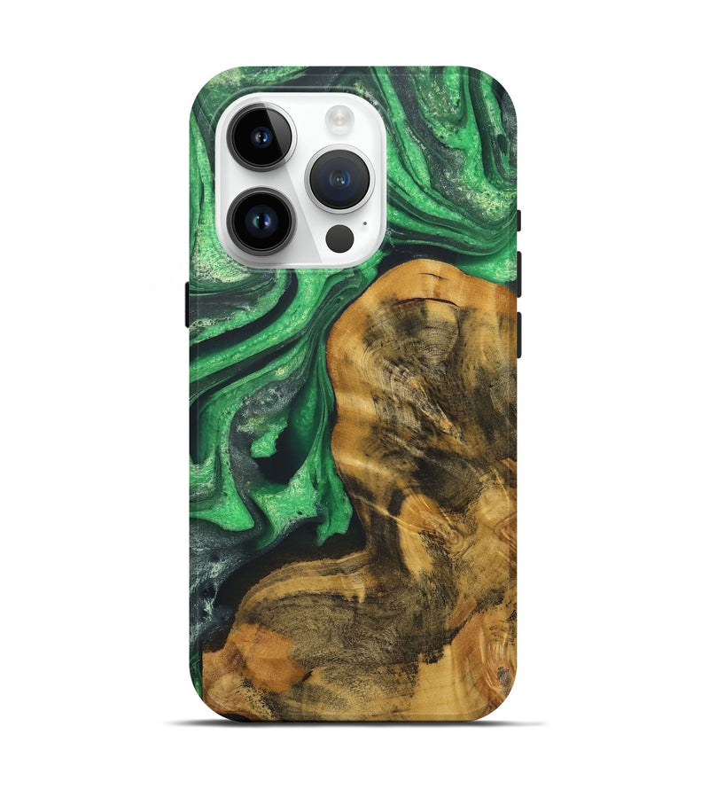 iPhone 15 Pro Wood+Resin Live Edge Phone Case - Leland (Green, 721127)