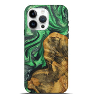 iPhone 15 Pro Max Wood+Resin Live Edge Phone Case - Leland (Green, 721127)