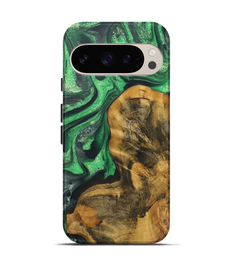 Pixel 9 Wood+Resin Live Edge Phone Case - Leland (Green, 721127)