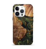 iPhone 15 Pro Wood+Resin Live Edge Phone Case - Patsy (Green, 721129)