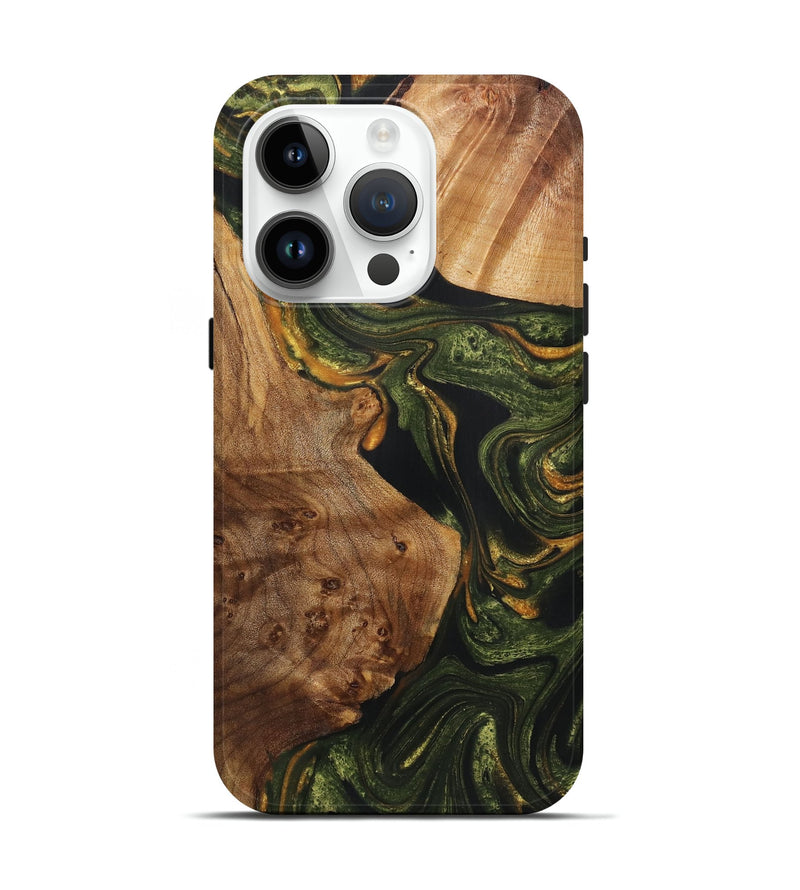 iPhone 15 Pro Wood+Resin Live Edge Phone Case - Patsy (Green, 721129)