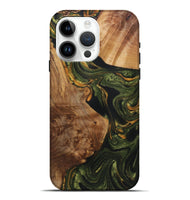 iPhone 15 Pro Max Wood+Resin Live Edge Phone Case - Patsy (Green, 721129)