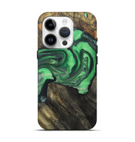 iPhone 15 Pro Wood+Resin Live Edge Phone Case - Sandra (Green, 721134)