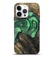 iPhone 15 Pro Max Wood+Resin Live Edge Phone Case - Sandra (Green, 721134)