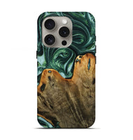 iPhone 16 Pro Wood+Resin Live Edge Phone Case - Faye (Green, 721135)