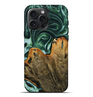 iPhone 16 Pro Max Wood+Resin Live Edge Phone Case - Faye (Green, 721135)