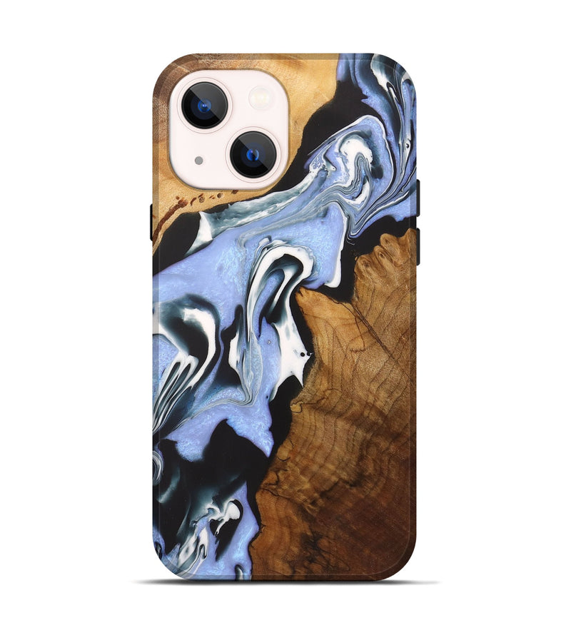 iPhone 14 Wood+Resin Live Edge Phone Case - Eli (Blue, 721141)