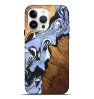 iPhone 15 Pro Max Wood+Resin Live Edge Phone Case - Eli (Blue, 721141)