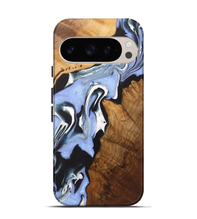 Pixel 9 Wood+Resin Live Edge Phone Case - Eli (Blue, 721141)