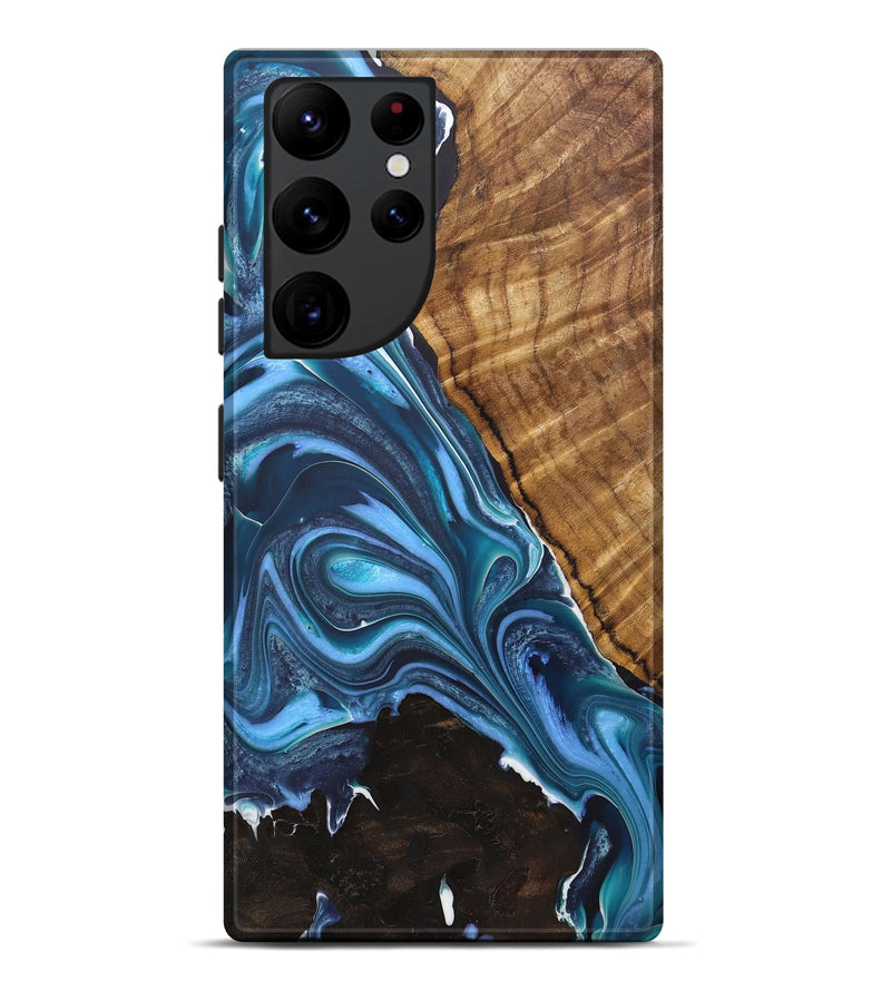 Galaxy S22 Ultra Wood+Resin Live Edge Phone Case - Kimora (Blue, 721143)