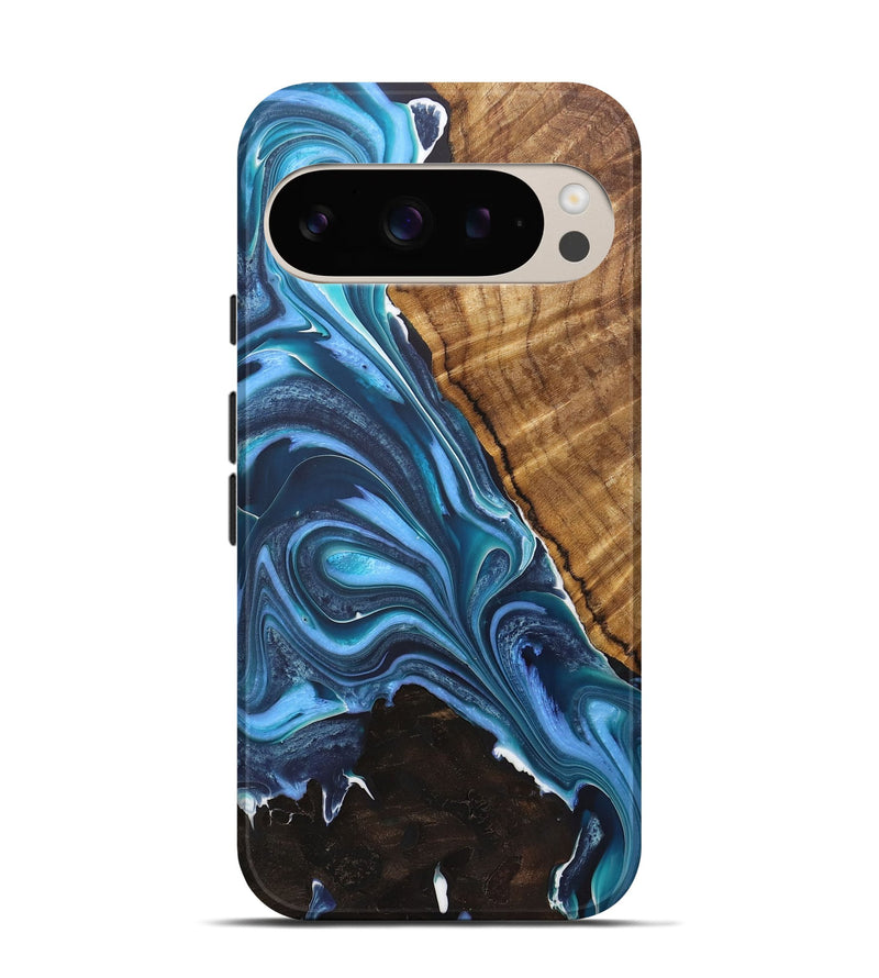 Pixel 9 Wood+Resin Live Edge Phone Case - Kimora (Blue, 721143)