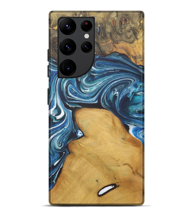 Galaxy S22 Ultra Wood+Resin Live Edge Phone Case - Cleo (Blue, 721145)