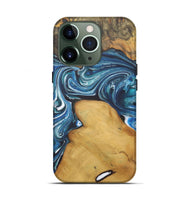 iPhone 13 Pro Wood+Resin Live Edge Phone Case - Cleo (Blue, 721145)