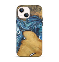 iPhone 14 Wood+Resin Live Edge Phone Case - Cleo (Blue, 721145)