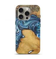 iPhone 16 Pro Wood+Resin Live Edge Phone Case - Cleo (Blue, 721145)