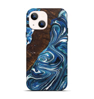 iPhone 14 Wood+Resin Live Edge Phone Case - Ainsley (Blue, 721152)