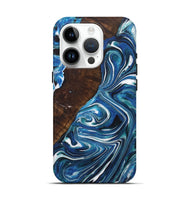 iPhone 15 Pro Wood+Resin Live Edge Phone Case - Ainsley (Blue, 721152)