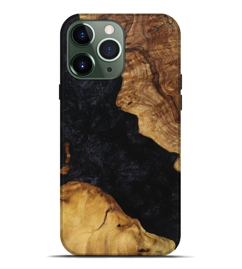 iPhone 13 Pro Max Wood+Resin Live Edge Phone Case - Otis (Pure Black, 721159)