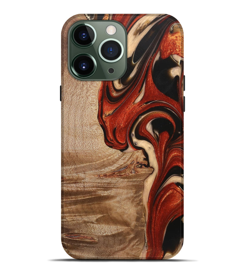 iPhone 13 Pro Max Wood+Resin Live Edge Phone Case - Alma (Red, 721161)